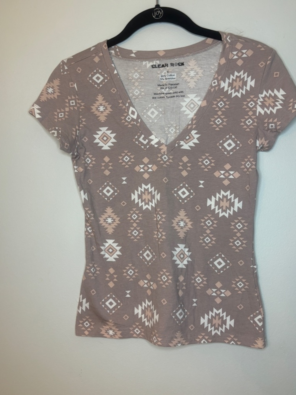 Women's V-Neck Aztec Print fitted Tee
